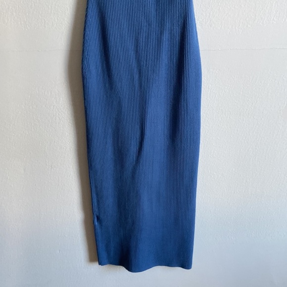 Aritzia Babaton Compose blue ribbed stretchy open back bodycon midi dress - Picture 6 of 11